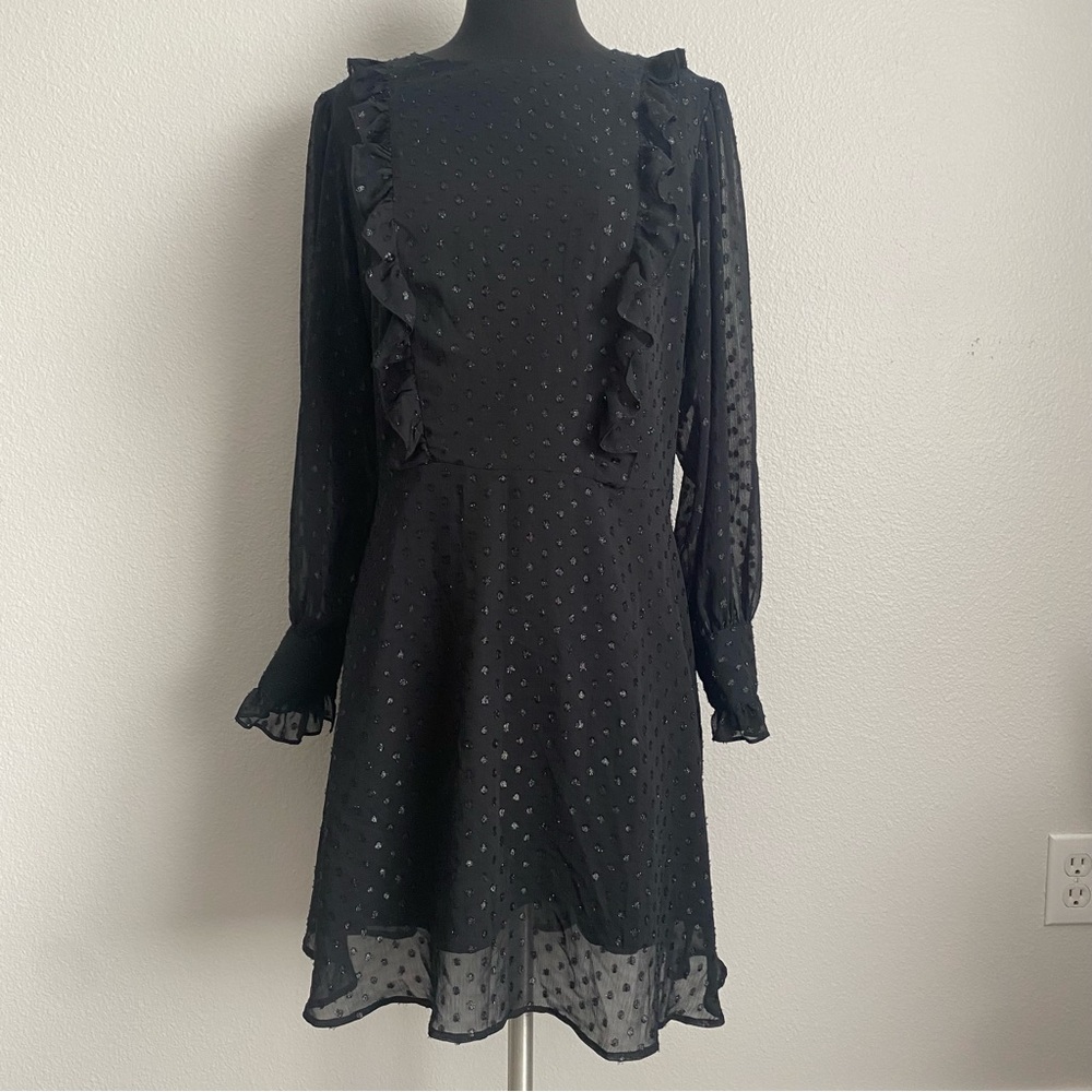 A New Day Black Mock Neck Bishop Sleeve Dress